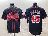 Men's Chicago Bulls #45 Michael Jordan Black Cool Base Stitched Baseball Jersey,baseball caps,new era cap wholesale,wholesale hats